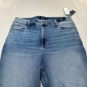Hollister Jeans Womens 17L 33x33 Blue Ultra High Rise Dad Jean Denim Stretch